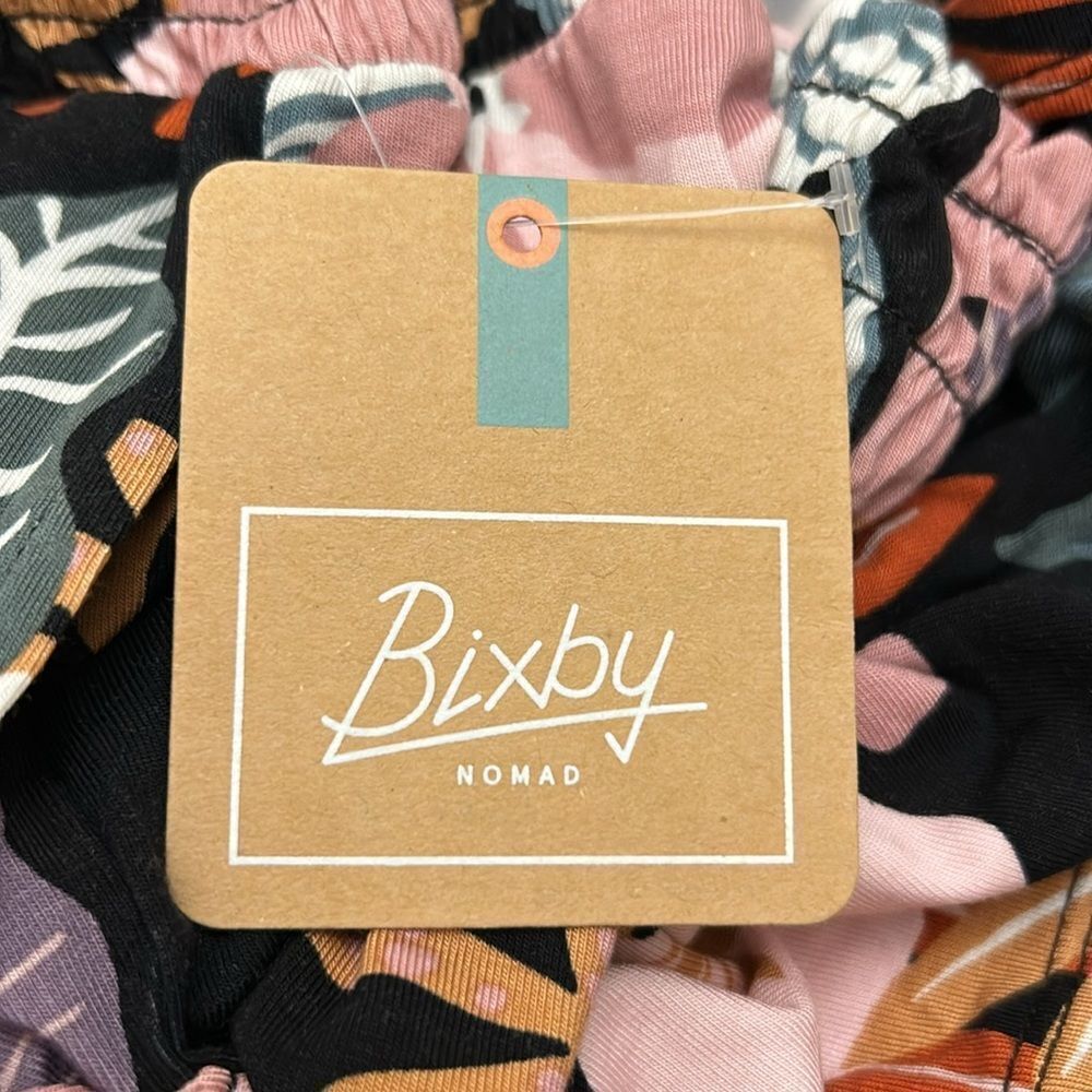 Bixby Nomad black floral elastic tie waist shorts Size L ( 12-14 ) New - Picture 4 of 7